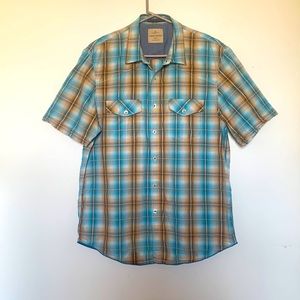 Tommy Bahama Casual Button Down Shirt Size L(Men) Color Blue+Brown